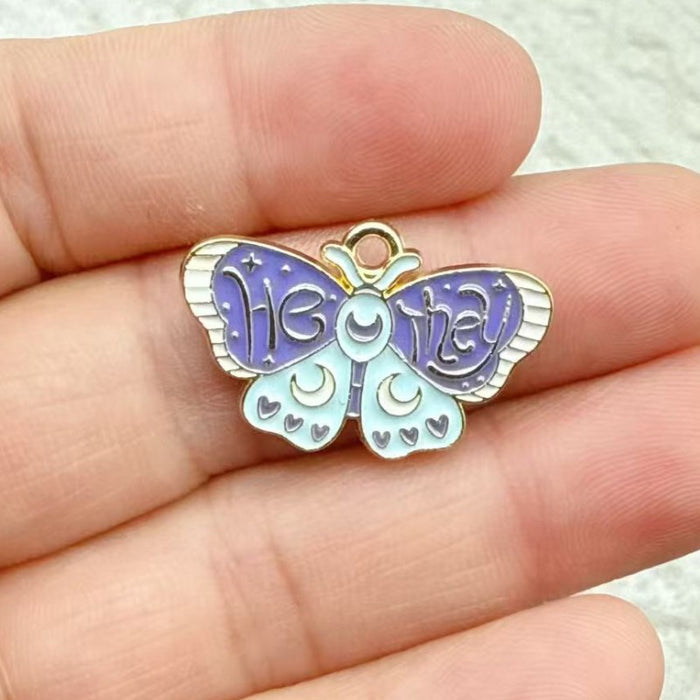 Wholesale 10pcs Colorful Alloy Butterfly and Moth DIY Bracelet Necklace Keychain Pendant