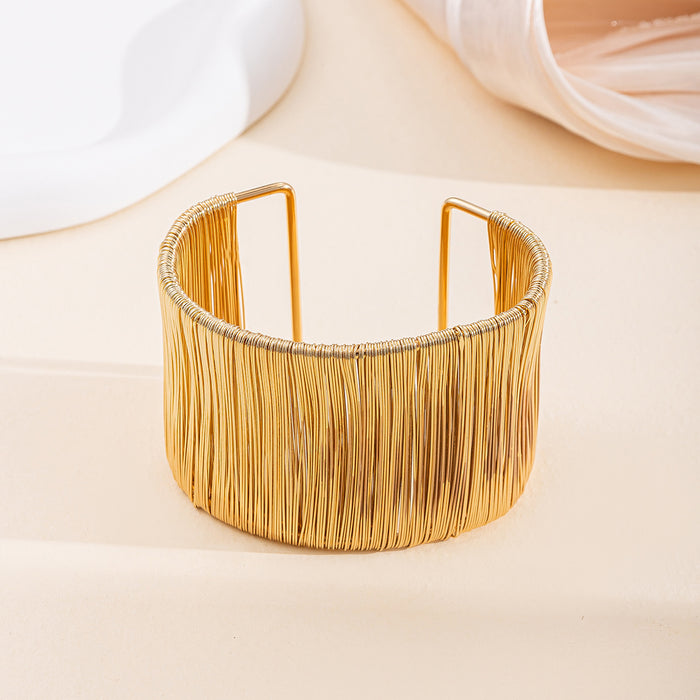 Wholesale Jewelry Fashion Alloy Brushed Bracelet Personalized Versatile Irregular Wide Face Open Bracelet