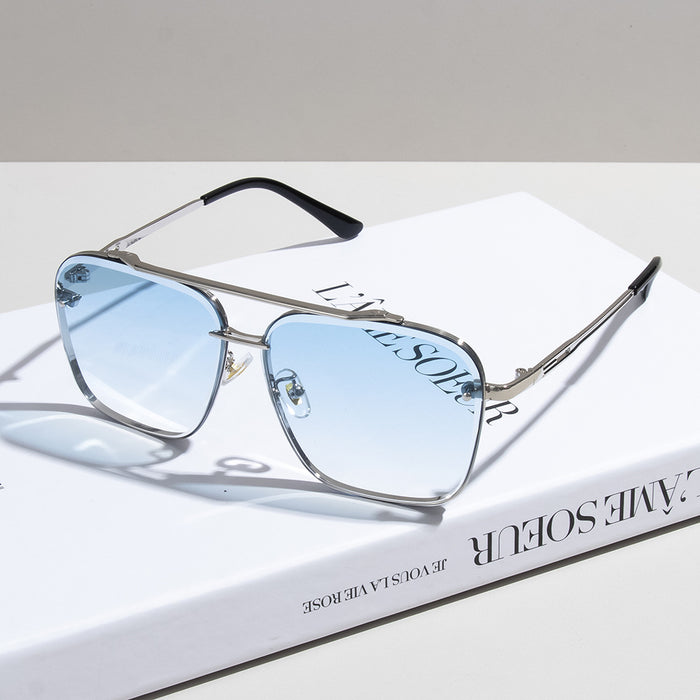 Wholesale Transparent Blue Sunglasses Men's Double Beam Driving Sunglasses Travel Uv Protection