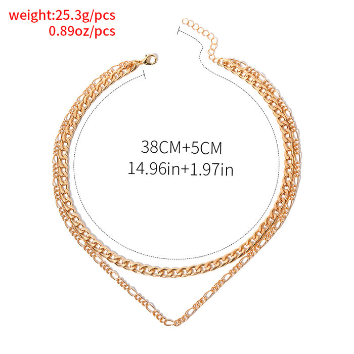 Wholesale Minimalist alloy double-layer necklace with personalized hip-hop multi-layer necklace for accessories