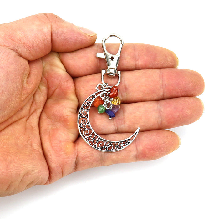 Wholesale Moon Crushed Stone Grape Skewer Natural Crystal Raw Stone Keychain Keychain K42 JDC-KC-HXu001