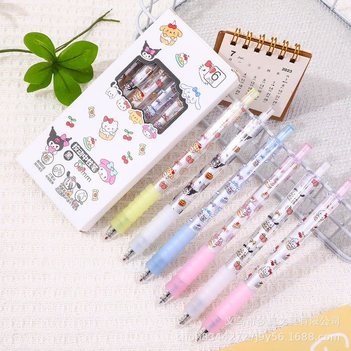 Wholesale 6pcs Cartoon neutral pen soft grip examination pen click pen signature pen