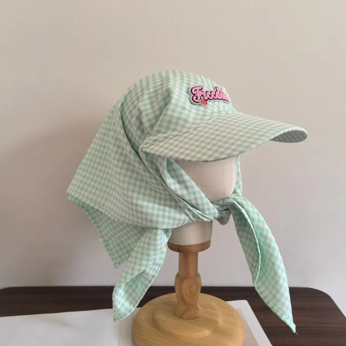 Wholesale Niche quick drying plaid headscarf hat, outdoor sunshade and sun protection baseball cap strap