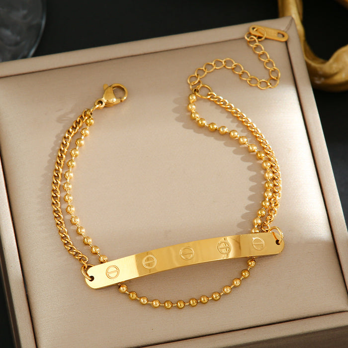 Wholesale New minimalist luxury titanium steel bracelet with high-end feel electroplated gold jewelry