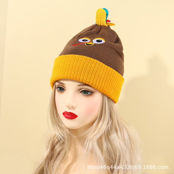 Wholesale Autumn and Winter New Kidsren' s Acrylic Knitted Hat Thanksgiving Family Warm Personalized Turkey Hat Female Couple Woolen Hat