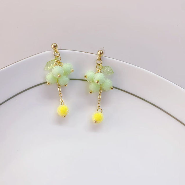 Wholesale New handmade grape earrings long green earrings without ear holes ear clips ear accessories