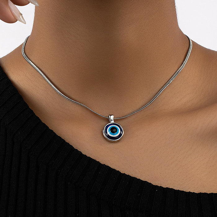 Wholesale  Devil's Eye Necklace Blue Eye Pendant Necklace Snake Chain Eye Necklace Collarbone Chain