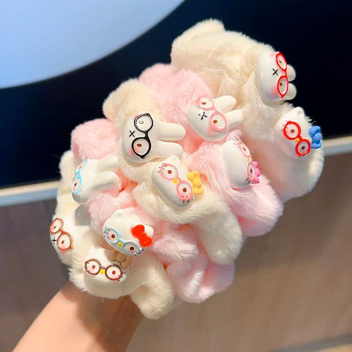 Wholesale Cute and able rabbit and cat plush scrunchies.