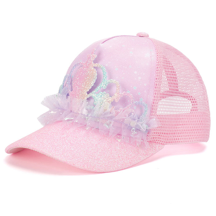 Wholesale Thin lace hat with hollowed out mesh duckbill cap and flower shading breathable sequin baseball cap