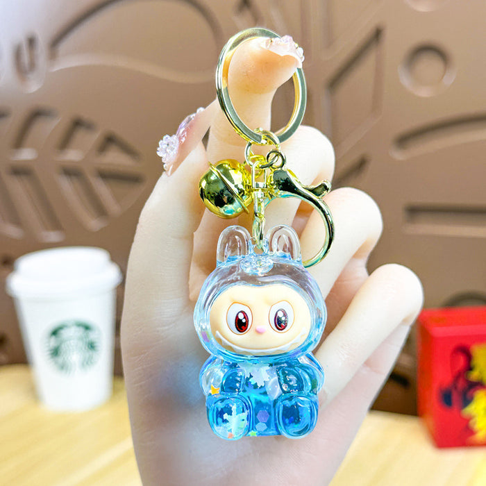 Wholesale Acrylic Bunny Quicksand Keychain Luminous Flashing Cute Doll Bag Gift Keychain
