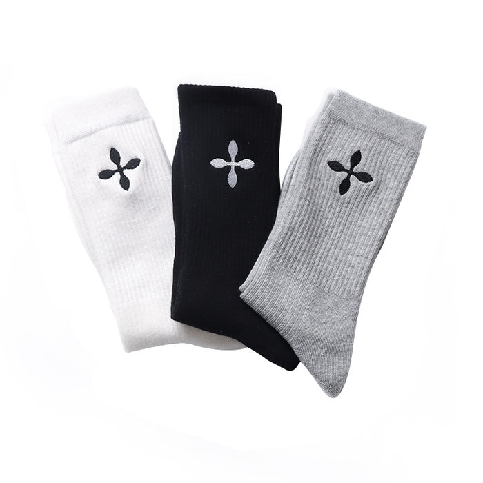 Wholesale Socks Embroidered Cross Skateboarding Socks Mid tube Sports Socks Trendy Neutral