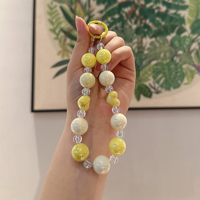 Wholesale Handmade beaded bag bracelet keychain, colorful acrylic plated car keychain pendant