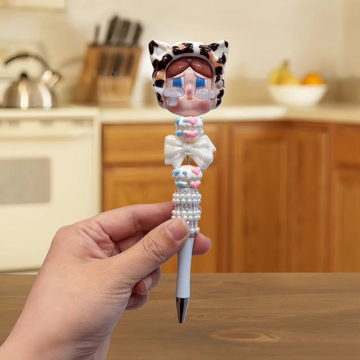 Wholesale DIY Beaded Cartoon Pen Set - 10 Colors Cute Cry Baby Girl Design for Students