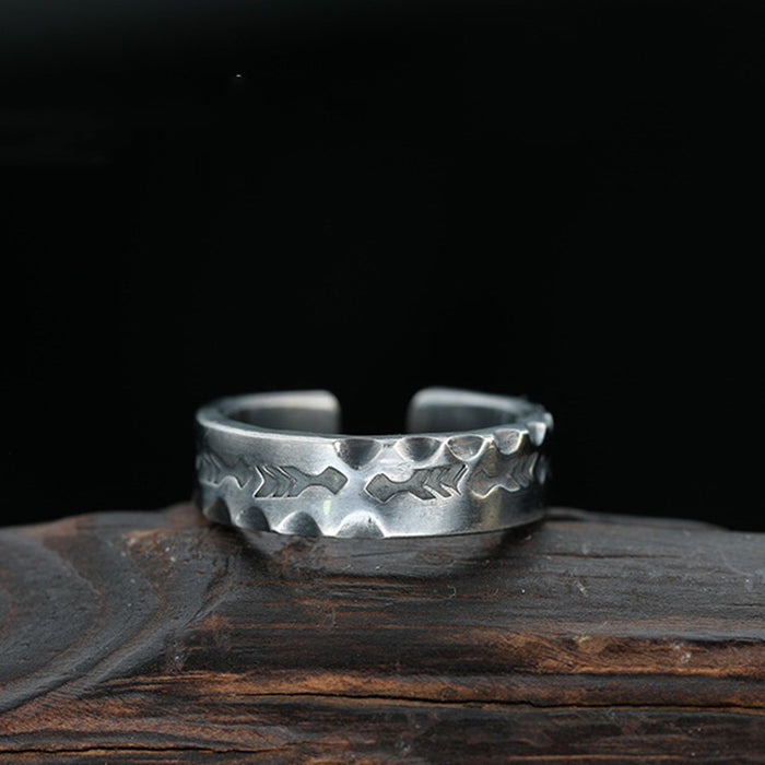 Wholesale Vintage handmade forged antique patterned ring with adjustable ring opening