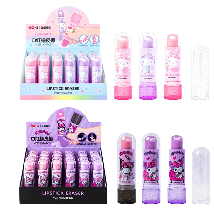 Wholesale 24PCS Cartoon Lipstick Plastic Eraser JDC-ER-Yizheng001