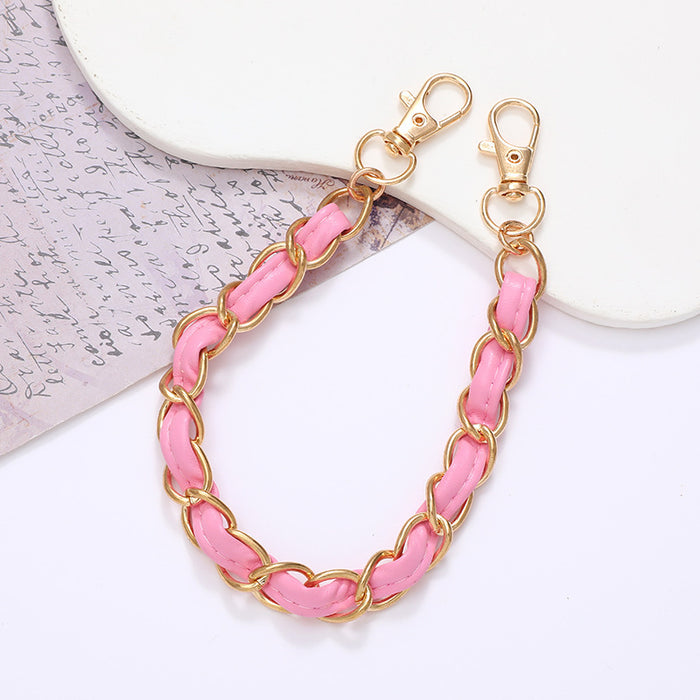 Wholesale Pearl Handheld Chain DIY Mobile Phone Case Accessories Metal Chain Keychains JDC-KC-GL003