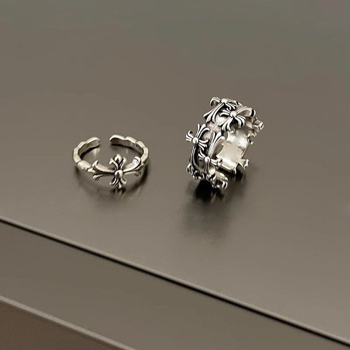 Wholesale Cross open ring women's retro pair of rings light luxury niche high-end sense