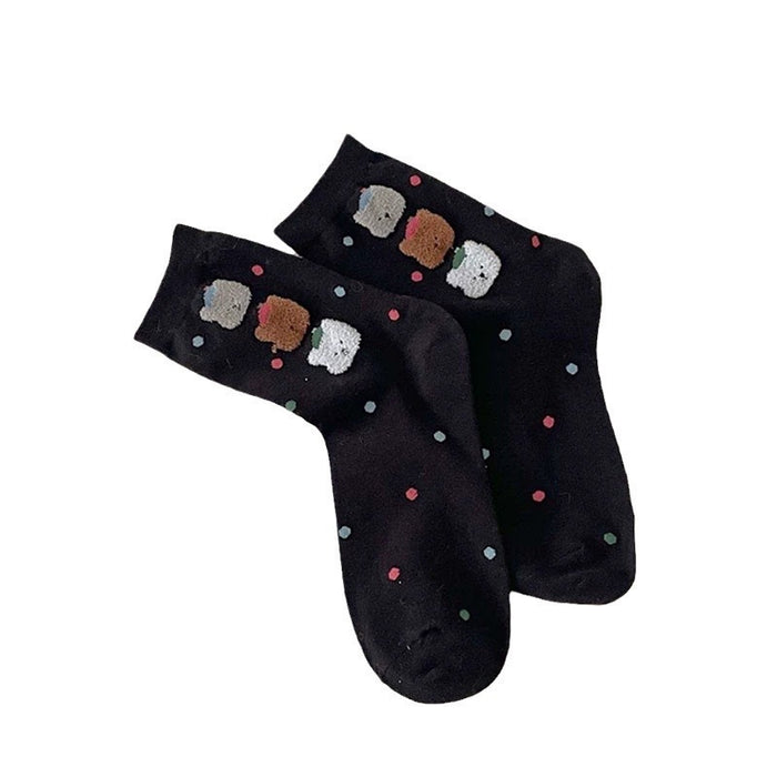Wholesale Colorful polka dot tube socks for girls, pure cotton pile socks
