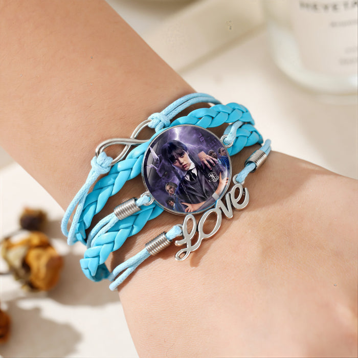Wholesale Leather multi-layered blue woven jewelry bracelet