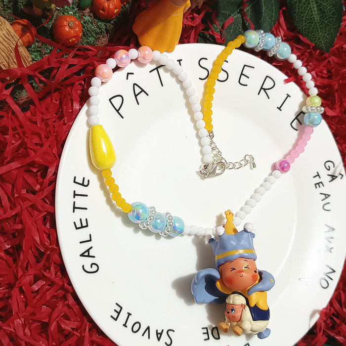 Wholesale Crystal beaded gift from the stars star bread cute short necklace for women