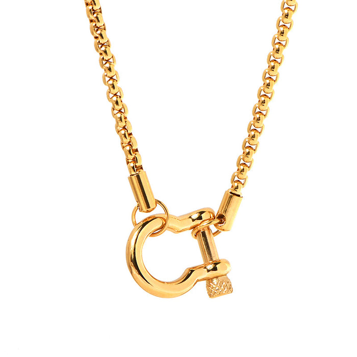 Wholesale  stainless steel box chain female male hypoallergenic mountaineering buckle necklace