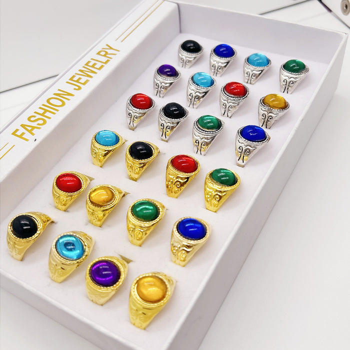 Wholesale Imitation gemstone men' s ring jewelry box vintage jewelry