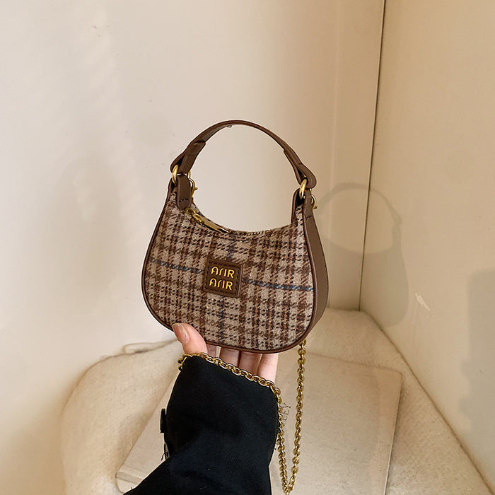 Wholesale Plaid handbag, children's crossbody bag, fashionable underarm shoulder bag