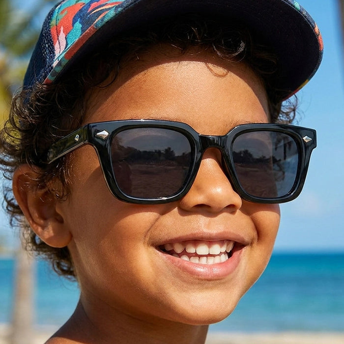 Wholesale Children' s Square Silicone Sunglasses UV400 Trendy Outdoor Fashion Accessory