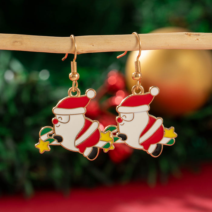 Wholesale Alloy Christmas Earrings with Elk and Snowflake Design for Holiday Party and Gift