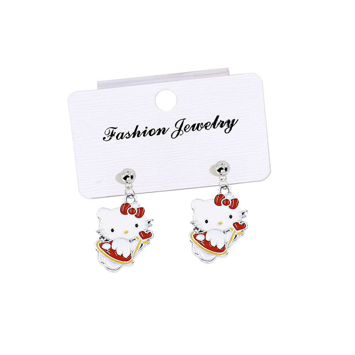 Wholesale Cute Cartoon Cat Short Earrings Metal Electroplated Fashion Jewelry Accessory for Women