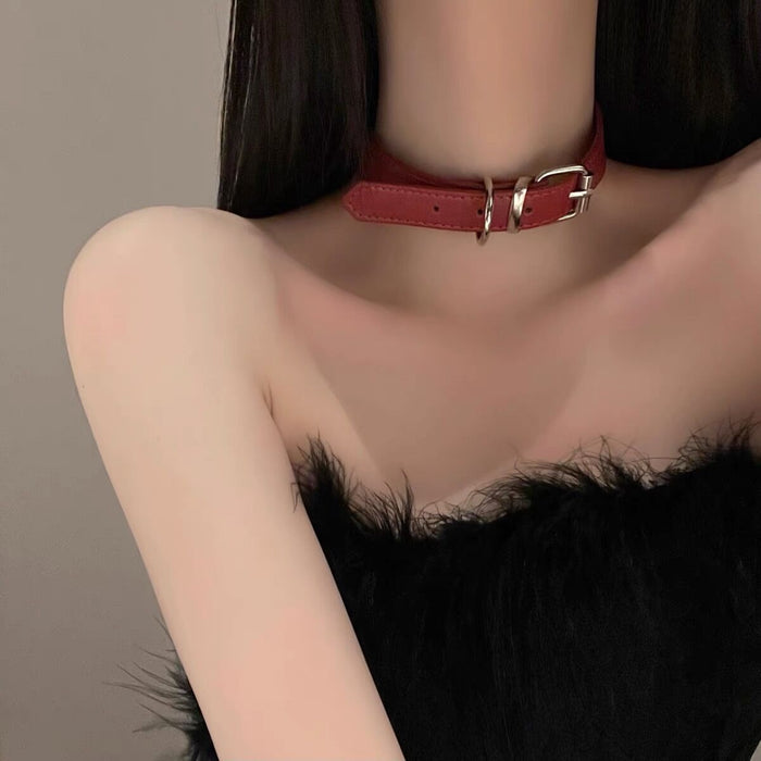 Wholesale Leather Red Traction Rope Necklace Neck Strap JDC-NE-YiWei004