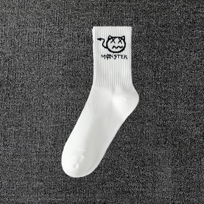 Wholesale men' s deont mid-calf socks black and white cotton socks women' s summer sports basketball socks