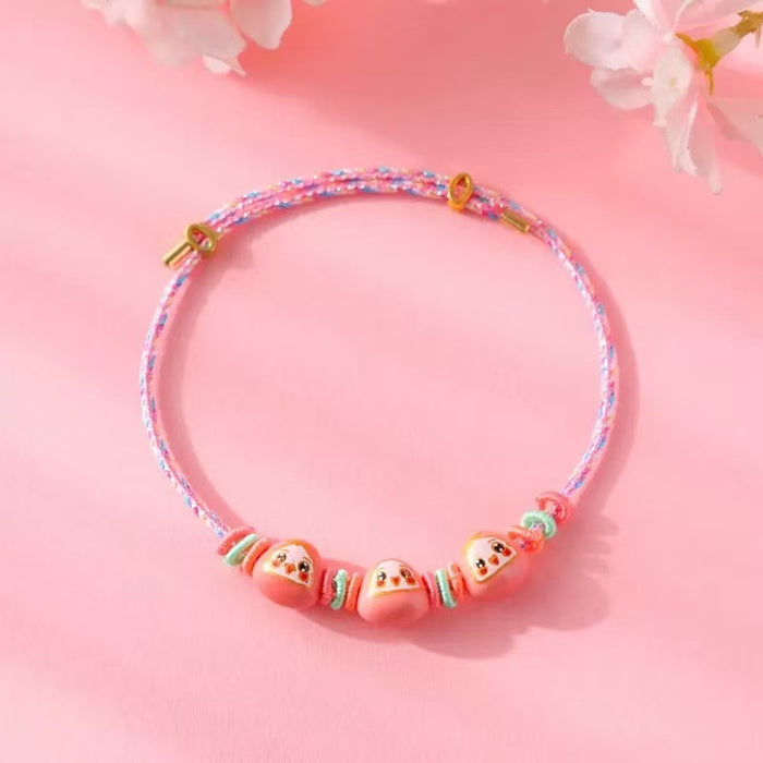 Wholesale Colorful Rope Pink Handmade Woven Bracelet Niche Exquisite  Children' s Cute Accessories