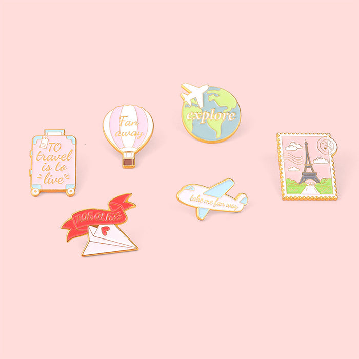 Wholesale Travel Souvenir Brooch Pink Airplane Badge JDC-BC-BL012