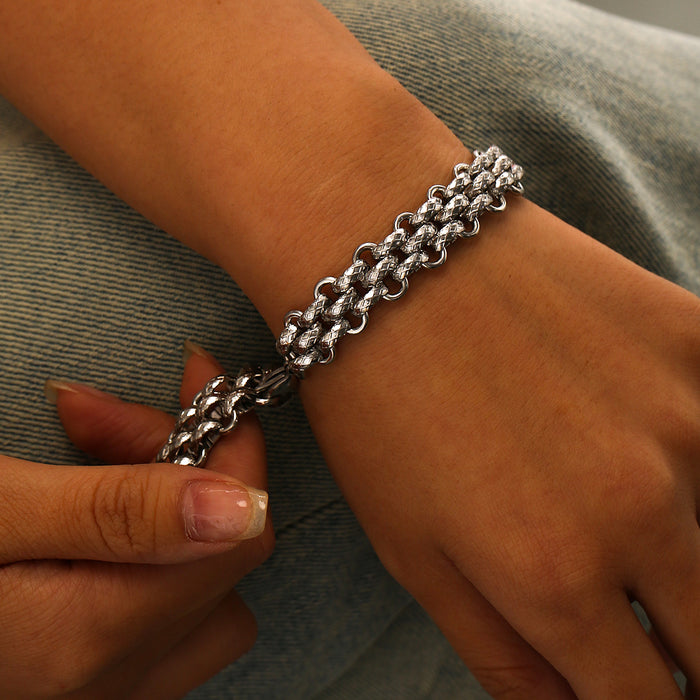 Wholesale Personalized stainless steel exaggerated style chain bead circle bracelet that does not fade
