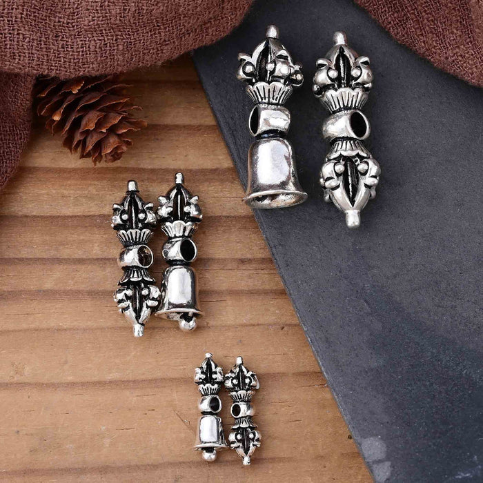 Wholesale Pure silver diamond bell pestle, Thai silver partition beads, retro cultural toys, DIY braided rope, handmade jewelry accessories