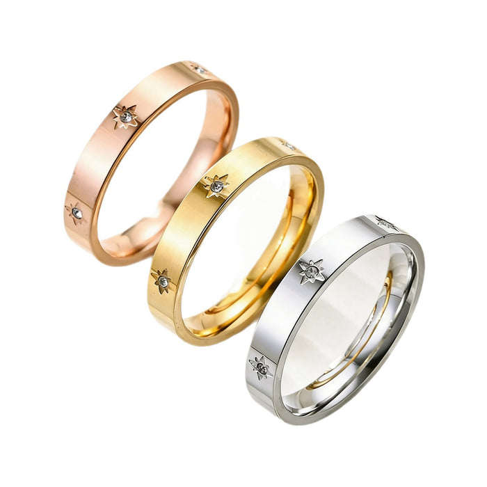 Wholesale Eight-pointed star diamond-encrusted titanium steel ring