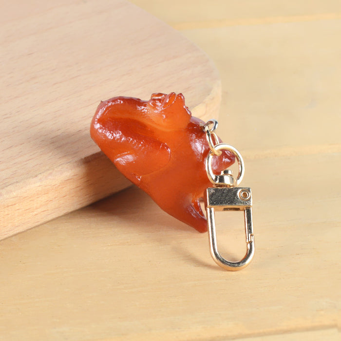 Wholesale PVC Simulated Food Keychain Charms Realistic Chicken Wing Roast Duck And Braised Pork Pendant MOQ≥5
