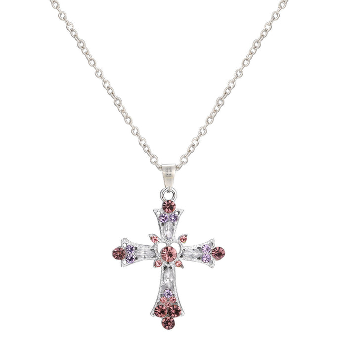 Wholesale Cross necklace heavy industry diamond studded sparkling diamond necklace design collarbone chain