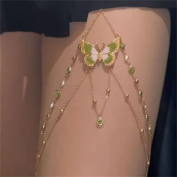 Wholesale Lace butterfly tassel leg chain, niche body chain, personalized accessory