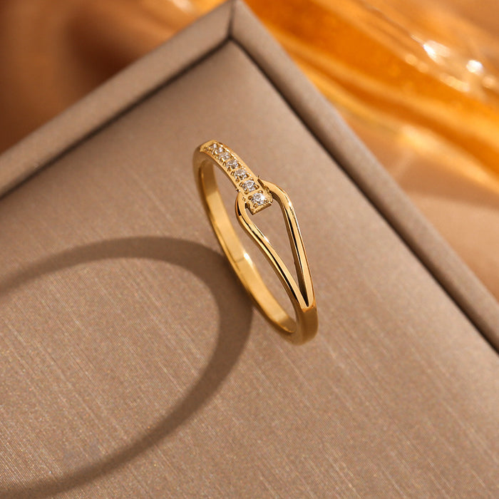 Wholesale Earrings Geometric Diamond Ring Water Drop Hollow Titanium Steel