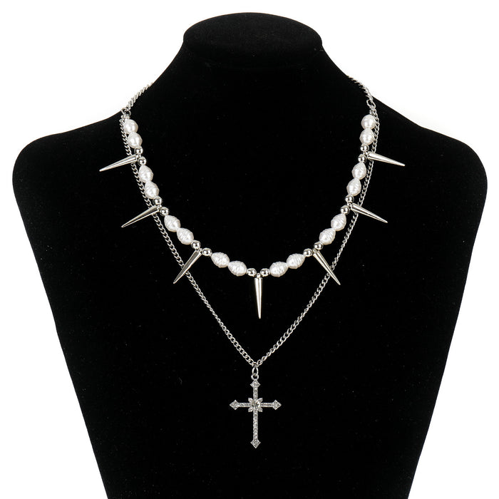 Wholesale Imitation Pearl Clavicle Chain Hip-hop Trend Distinctive Tapered Short Necklace for Women