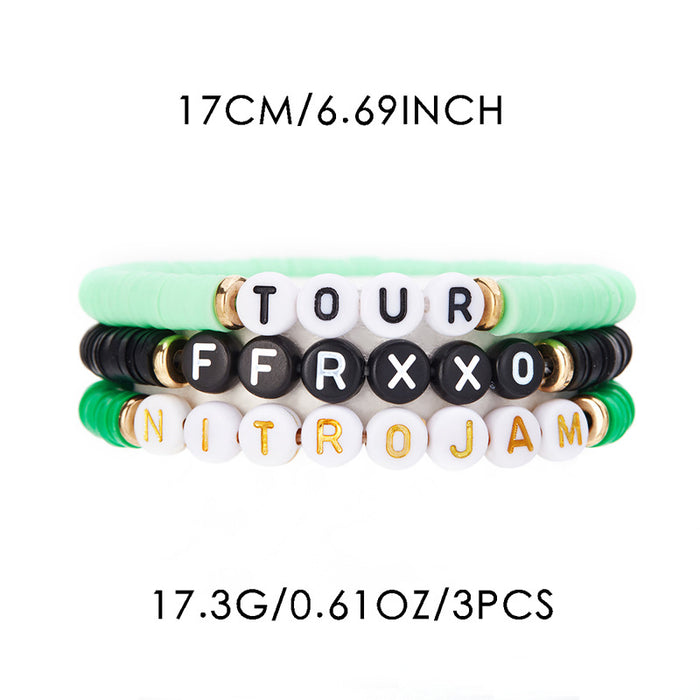 Wholesale Text Design Polymer Clay Bracelet Handmade Unisex Fashion Accessory Gift Minimum Quantity: 3