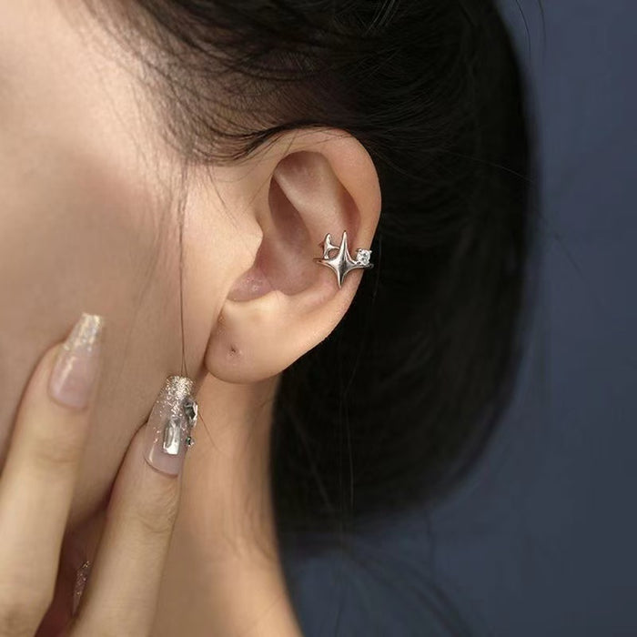 Wholesale Geometric star zircon ear clip without ear hole, neutral high-end sensation ear bone clip