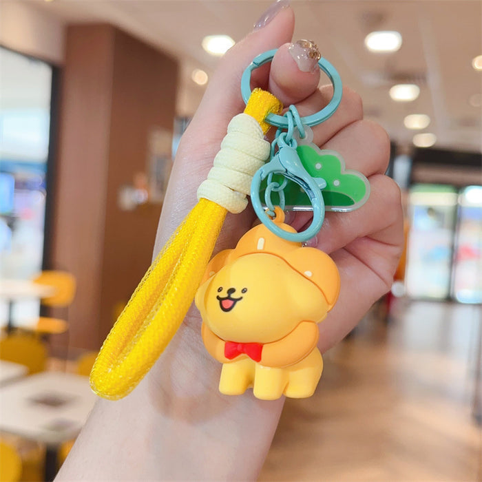 Wholesale Cute puppy keychain cartoon puppy schoolbag hanging price car keychain claw machine small gift