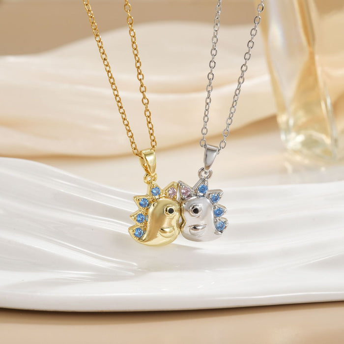 Wholesale Cartoon rainbow heart magnetic interlocking choker necklace