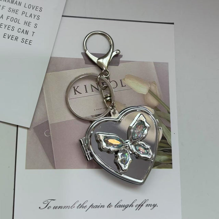 Wholesale  Niche silver Bow Love Mirror Keychain