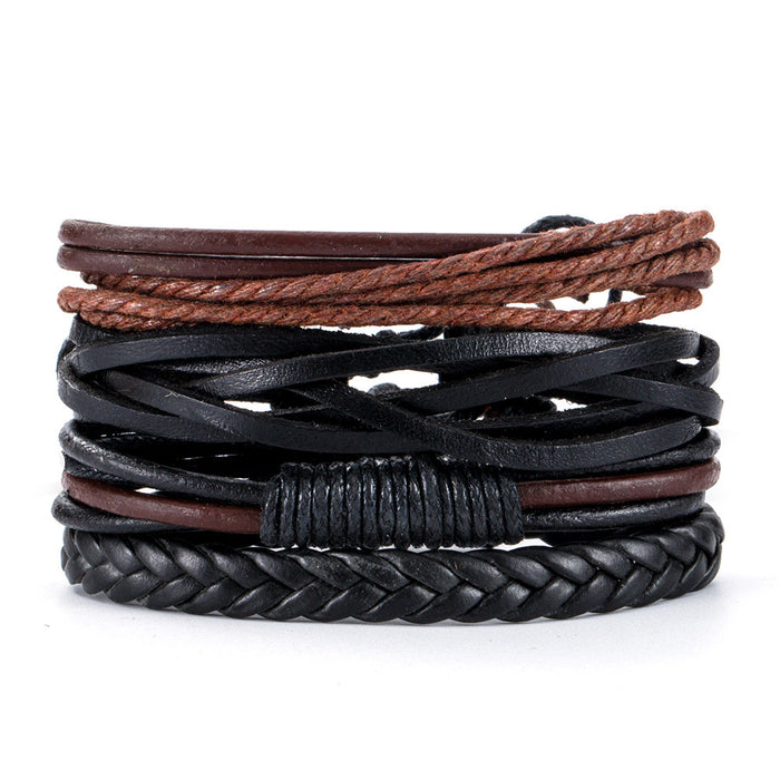 Wholesale 4pieces/pack Personalized Braided Four-piece Leather Bracelet JDC-BT-XH027