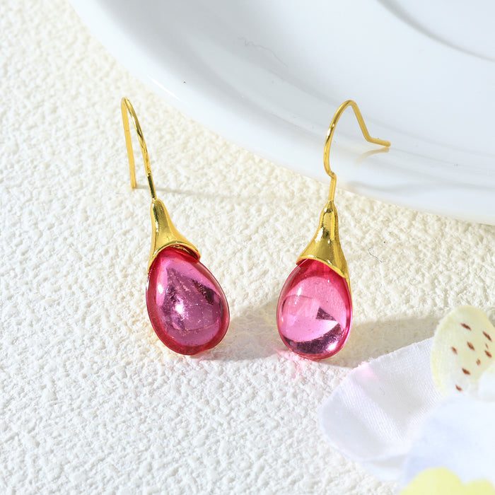 Wholesale Drop-shaped Inlaid Cat's Eye Earrings