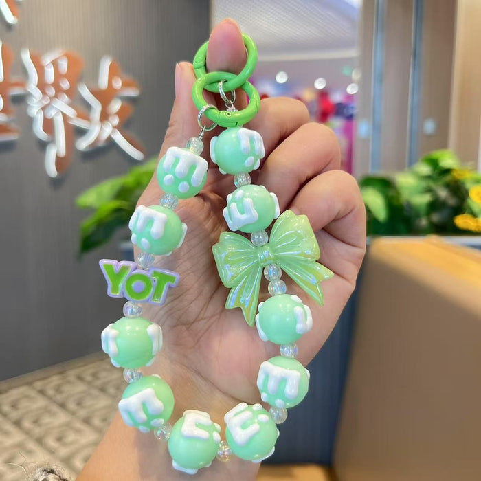 Wholesale Handmade bead painted bow, mobile phone chain pendant, letter bag pendant, hanging decoration